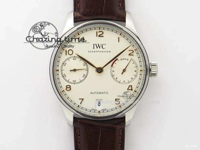 MIROTIME 0213 Chic Portuguese Tourbillon Power Reserve Moonphase SS White Dial Gold Numbers On Black Leather Strap 7319